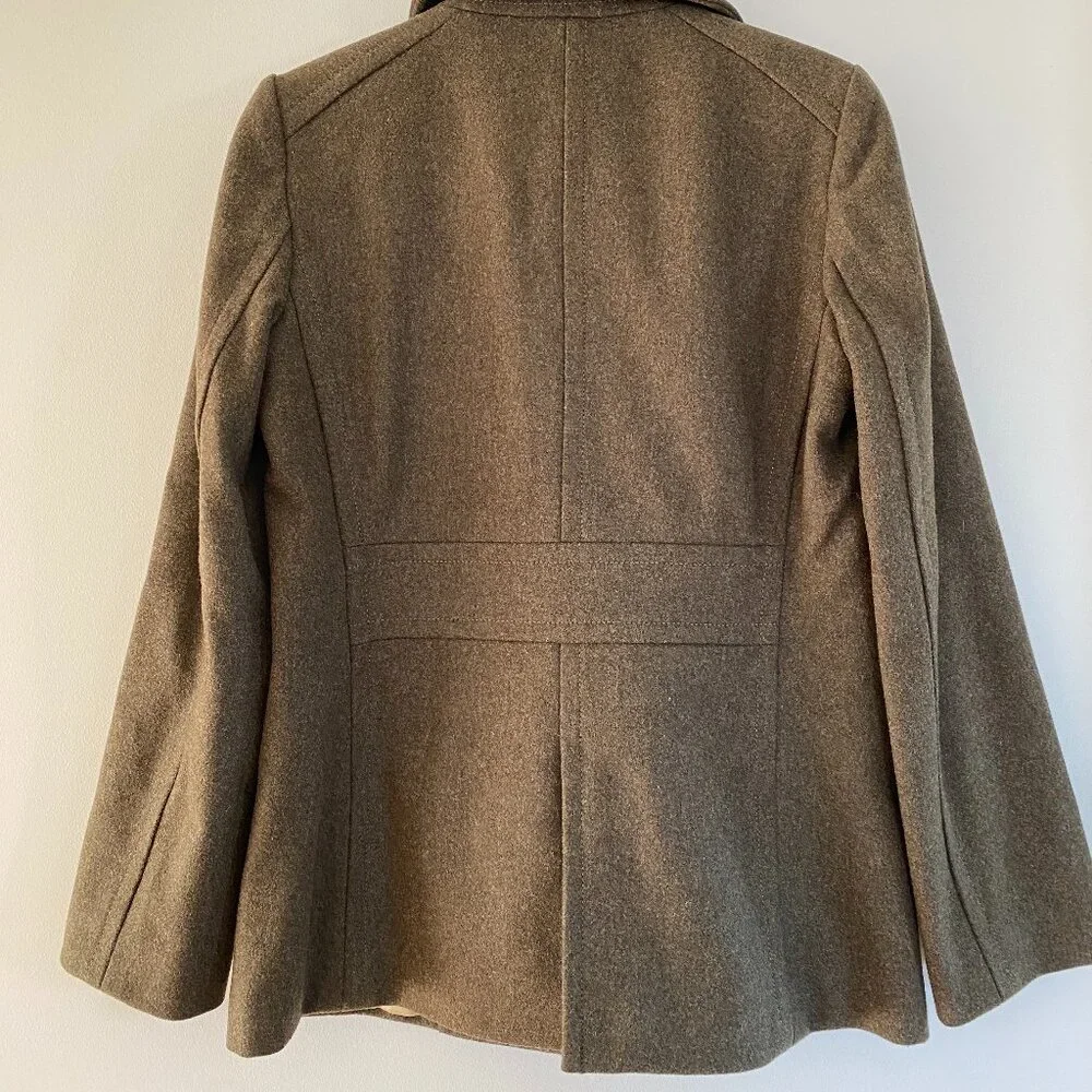 J.Crew W’s Olive Green Double-Breasted Wool Blend Thinsulate Pea Coat-Size Small - Picture 4 of 7